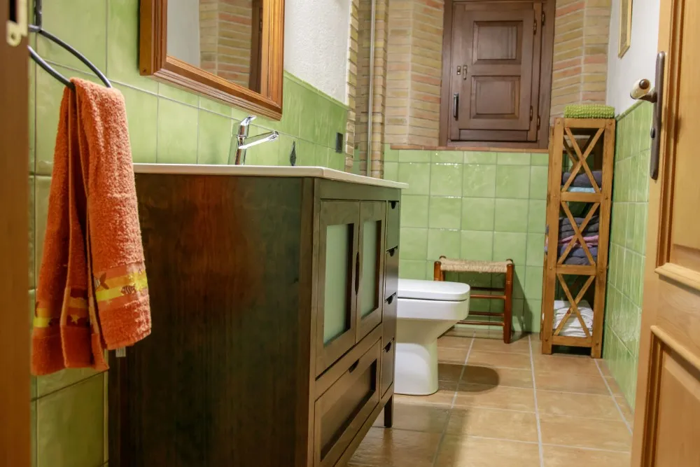 Ducha, lavabo e inodoro interior